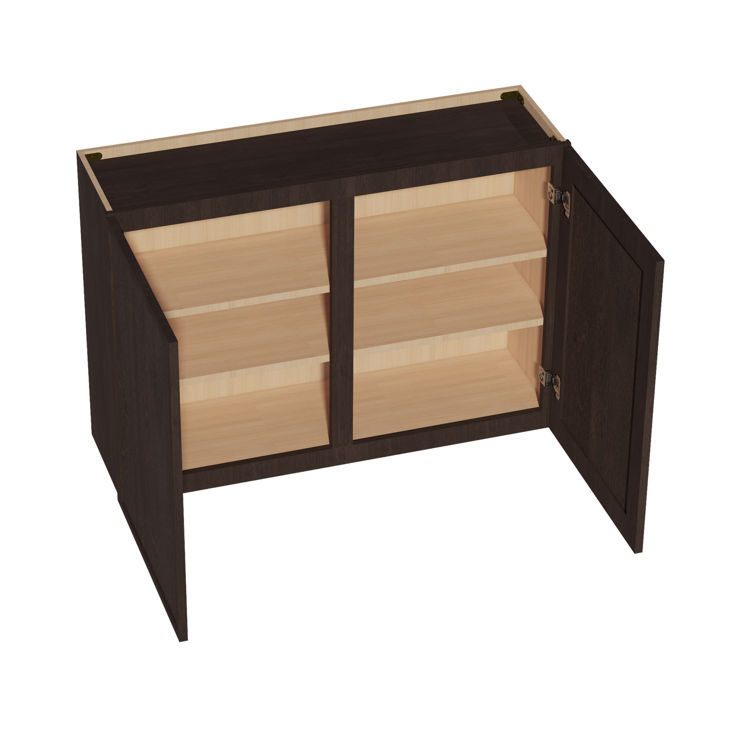 SM-W4230: Mocha Brown Slim Shaker 42"W x 30"H 2 Doors & 2 Shelves Standard Wall Cabinet