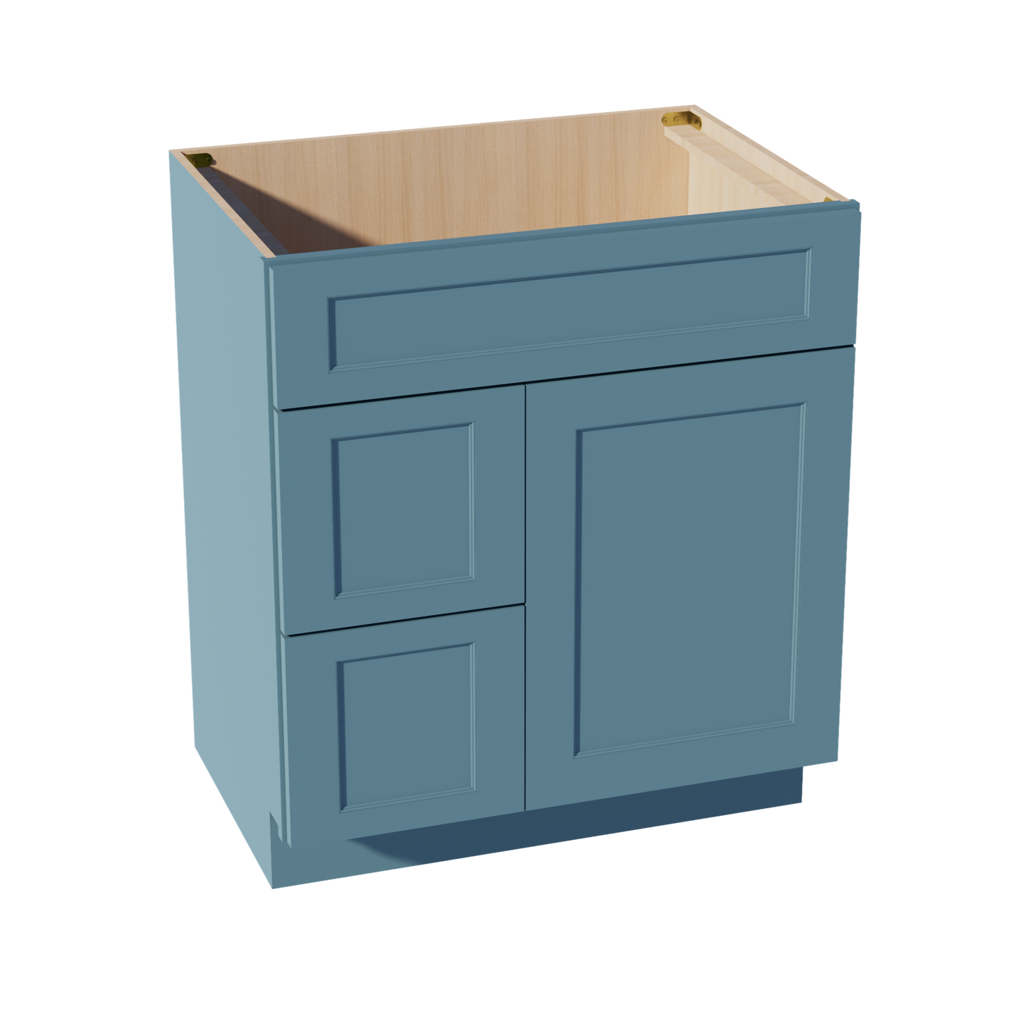 TG-VSD3021L: Soft Green Shaker 30"W x 34-1/2"H x 21"D 1 Door & 2 Left Drawers Offset Vanity Sink Base Cabinets