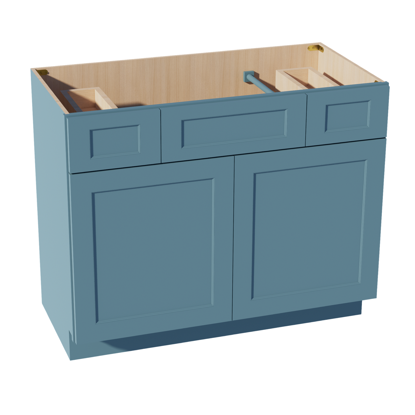 TG-VSD4221: Soft Green Shaker 42"W x 34-1/2"H x 21"D 2 Doors, 2 Drawers & 1 False Drawer Centered Vanity Sink Base Cabinets