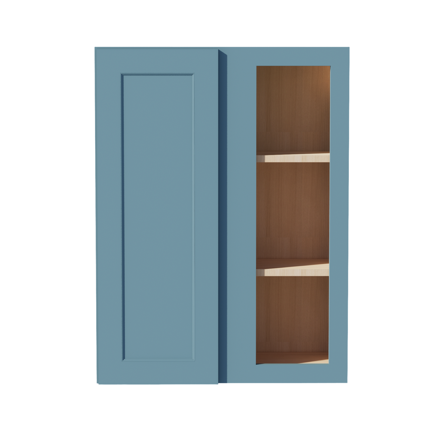 TG-WBC2736: Soft Green Shaker 27"W x 36"H 1 Door & 2 Shelves Wall Blind Corner Cabinets