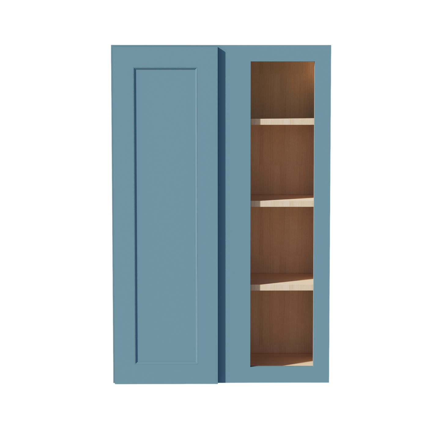 TG-WBC2742: Soft Green Shaker 27"W x 42"H 1 Door & 2 Shelves Wall Blind Corner Cabinets