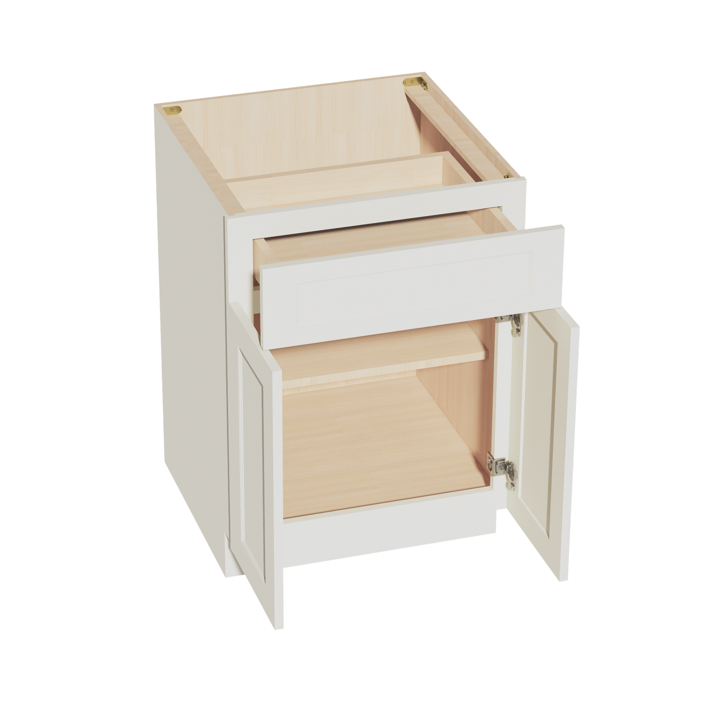TW-B24: Creamy White Shaker 24" 1 Drawer 2 Doors Standard Base Cabinet
