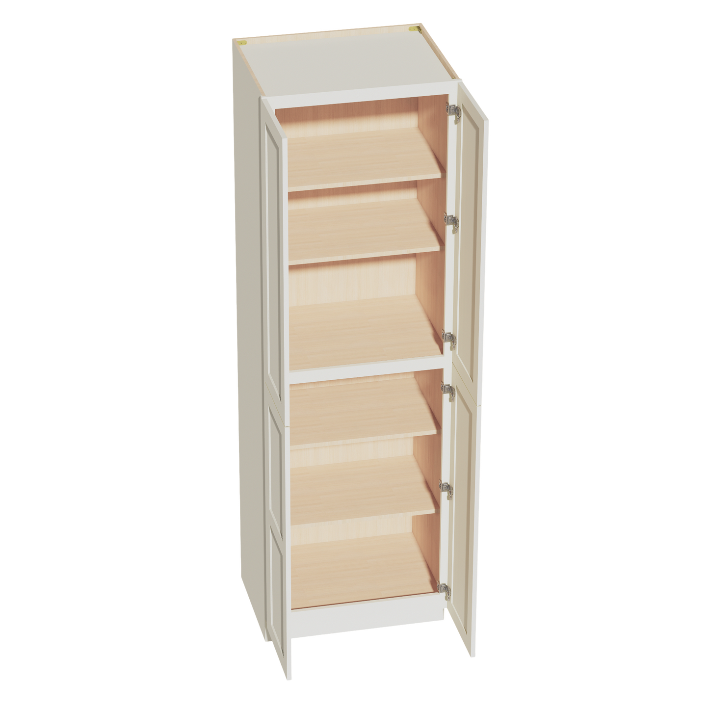TW-TP3096: Creamy White Shaker 30"W x 96"H x 24"D 2 Doors & 6 Shelves Tall Shelf Pantry Cabinets