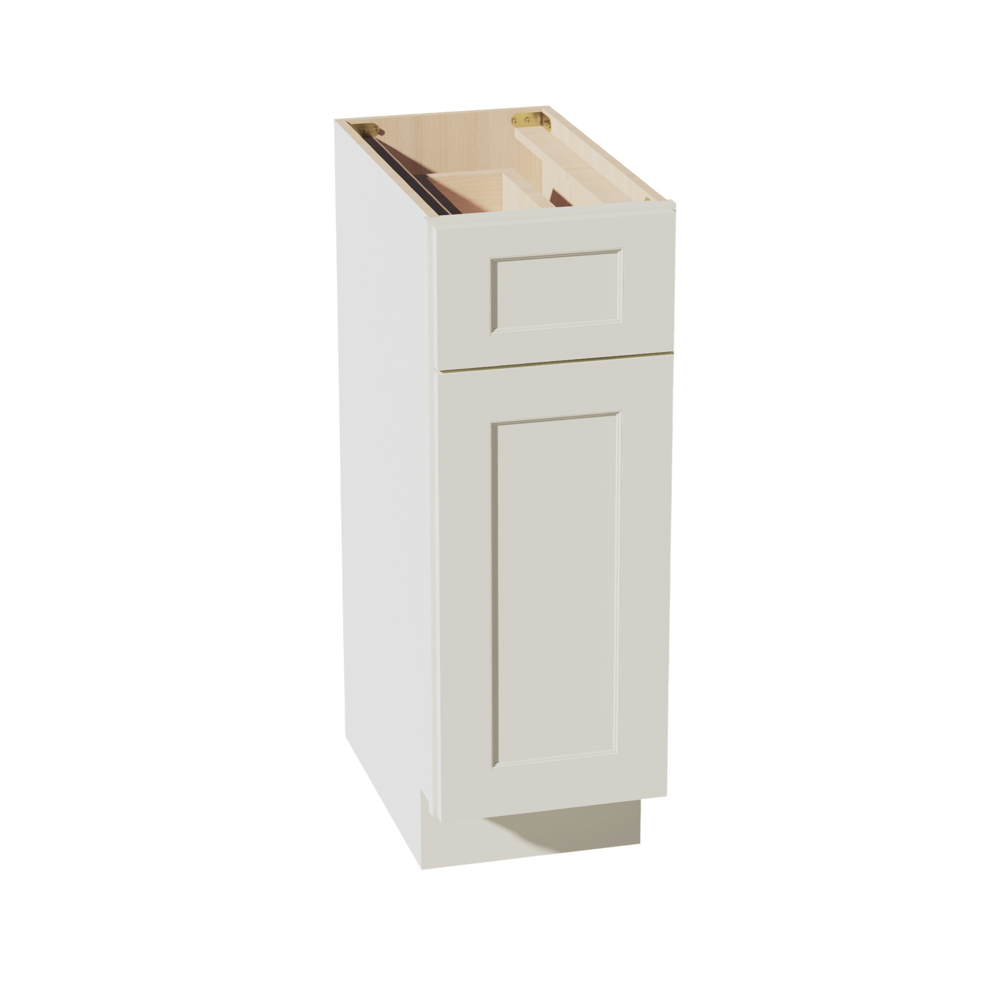 TW-VB1221: Creamy White Shaker 12"W x 34-1/2"H x 21"D 1 Door & 1 Drawer Single Door Vanity Base Cabinets