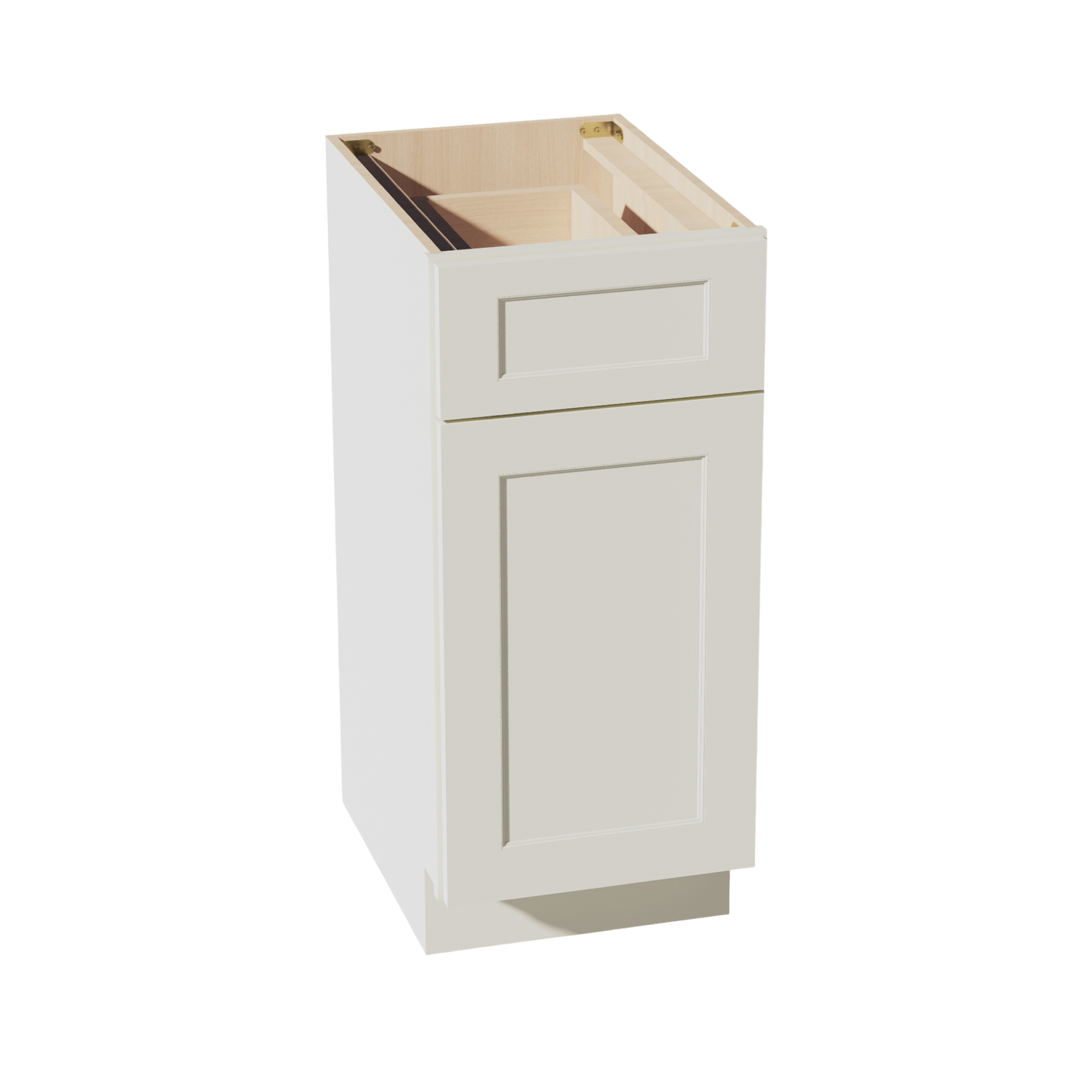 TW-VB1521: Creamy White Shaker 15"W x 34-1/2"H x 21"D 1 Door & 1 Drawer Single Door Vanity Base Cabinets