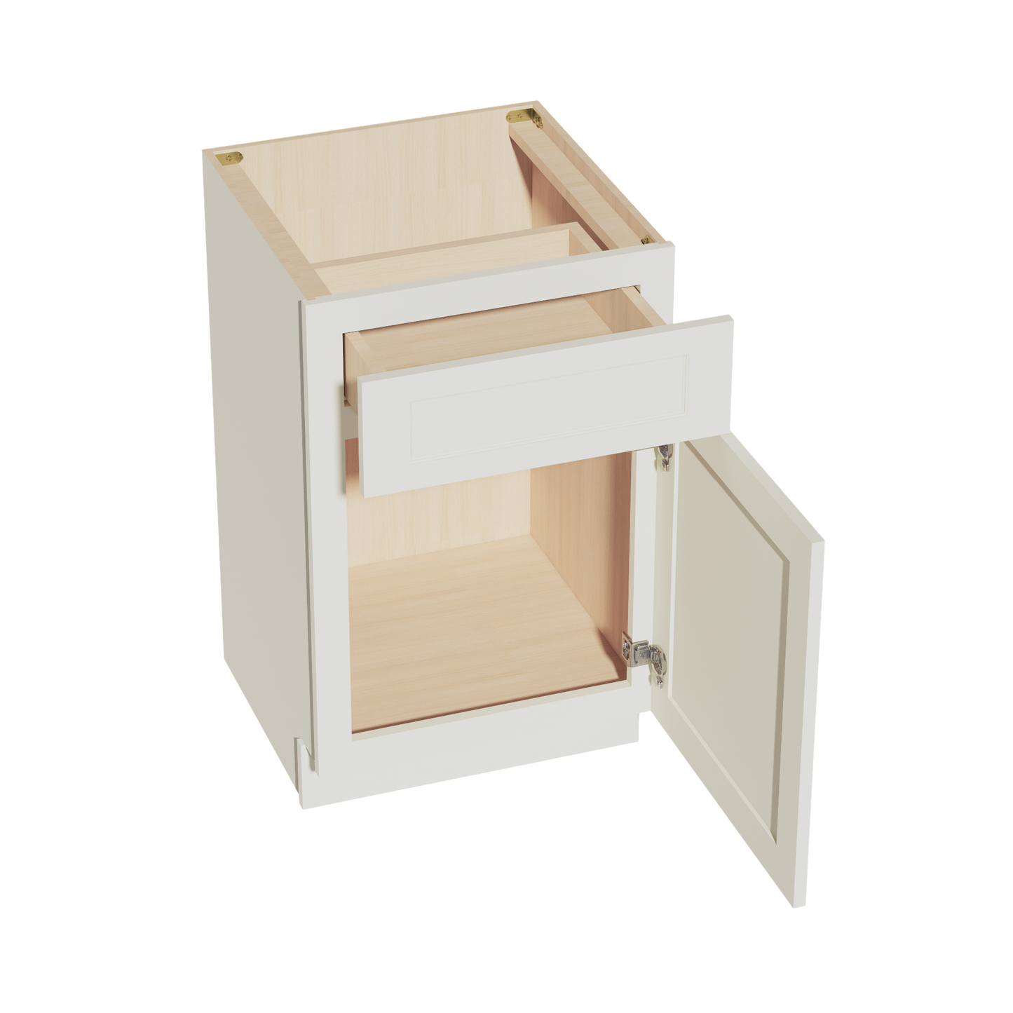 TW-VB2121: Creamy White Shaker 21"W x 34-1/2"H x 21"D 1 Door & 1 Drawer Single Door Vanity Base Cabinets