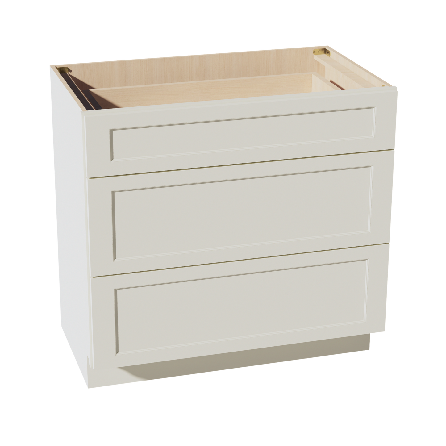 TW-VDB3621: Creamy White Shaker 36"W x 34-1/2"H x 21"D 3 Drawers Vanity Base Cabinets
