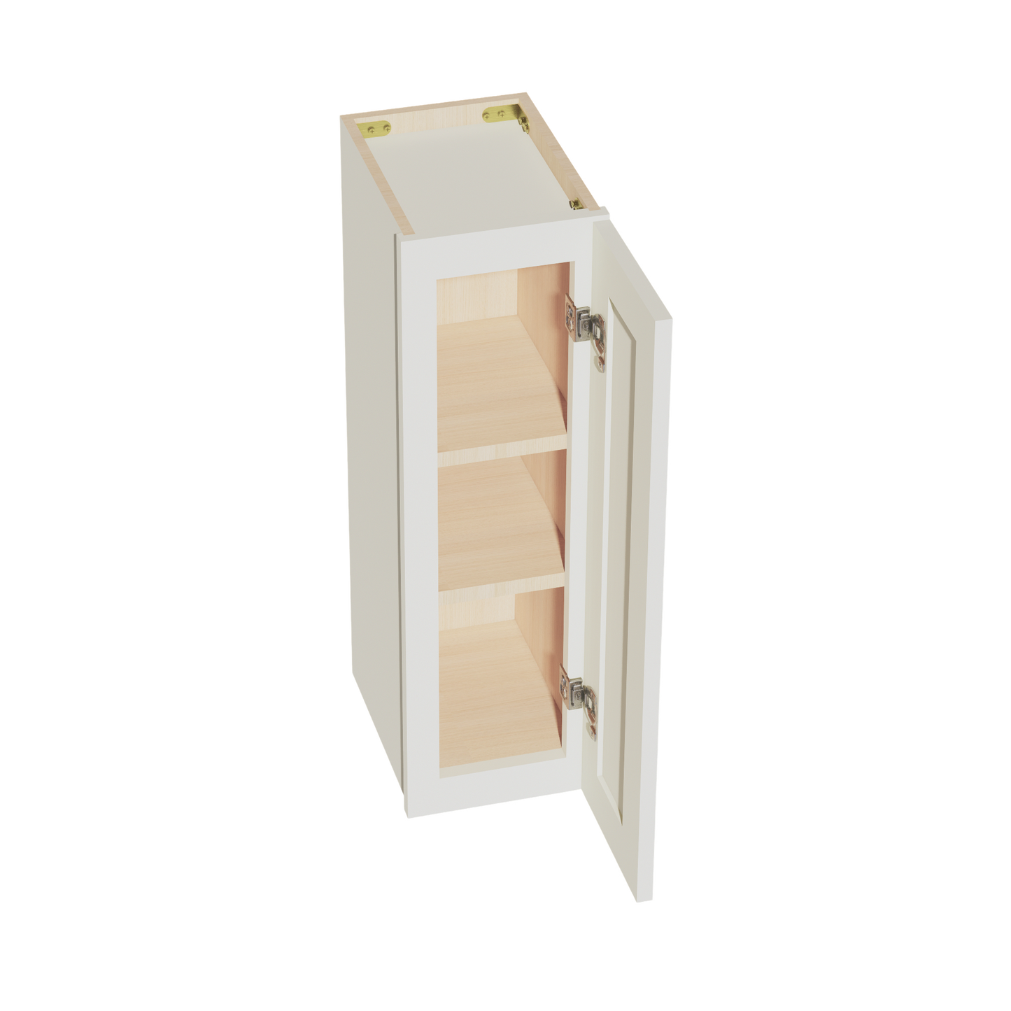TW-W0930: Creamy White Shaker 09"W x 30"H 1 Door & 2 Shelves Standard Wall Cabinet