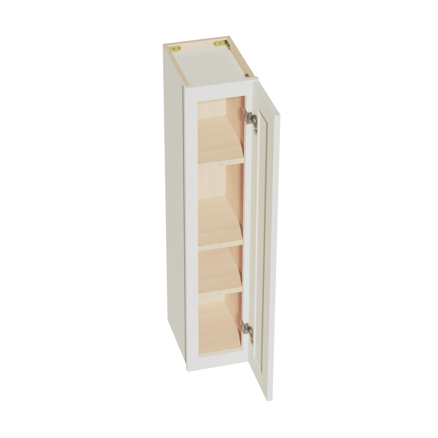 TW-W0942: Creamy White Shaker 09"W x 42"H 1 Door & 3 Shelves Standard Wall Cabinet