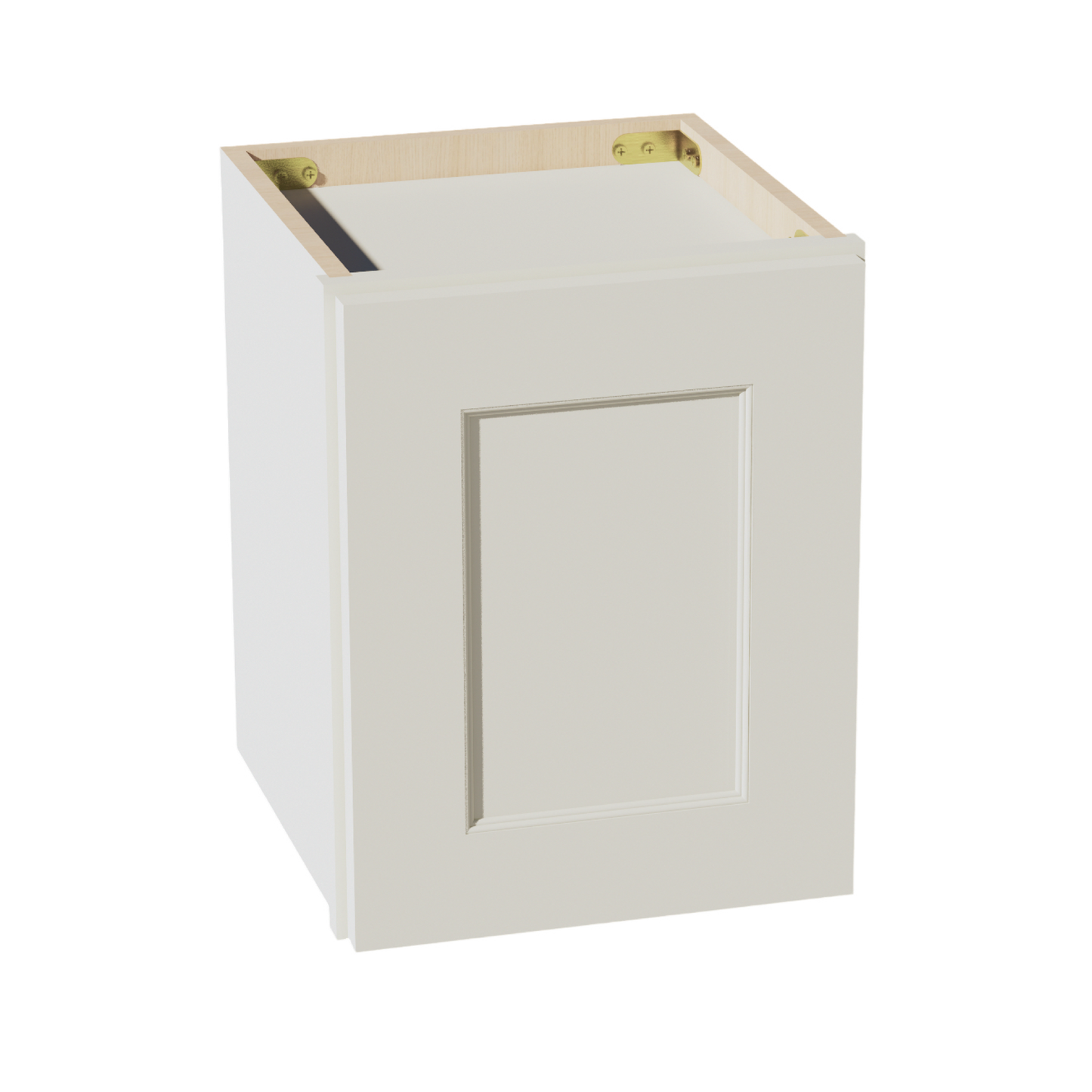 TW-W1215: Creamy White Shaker 12"W x 15"H 1 Door Standard Wall Bridge Cabinet