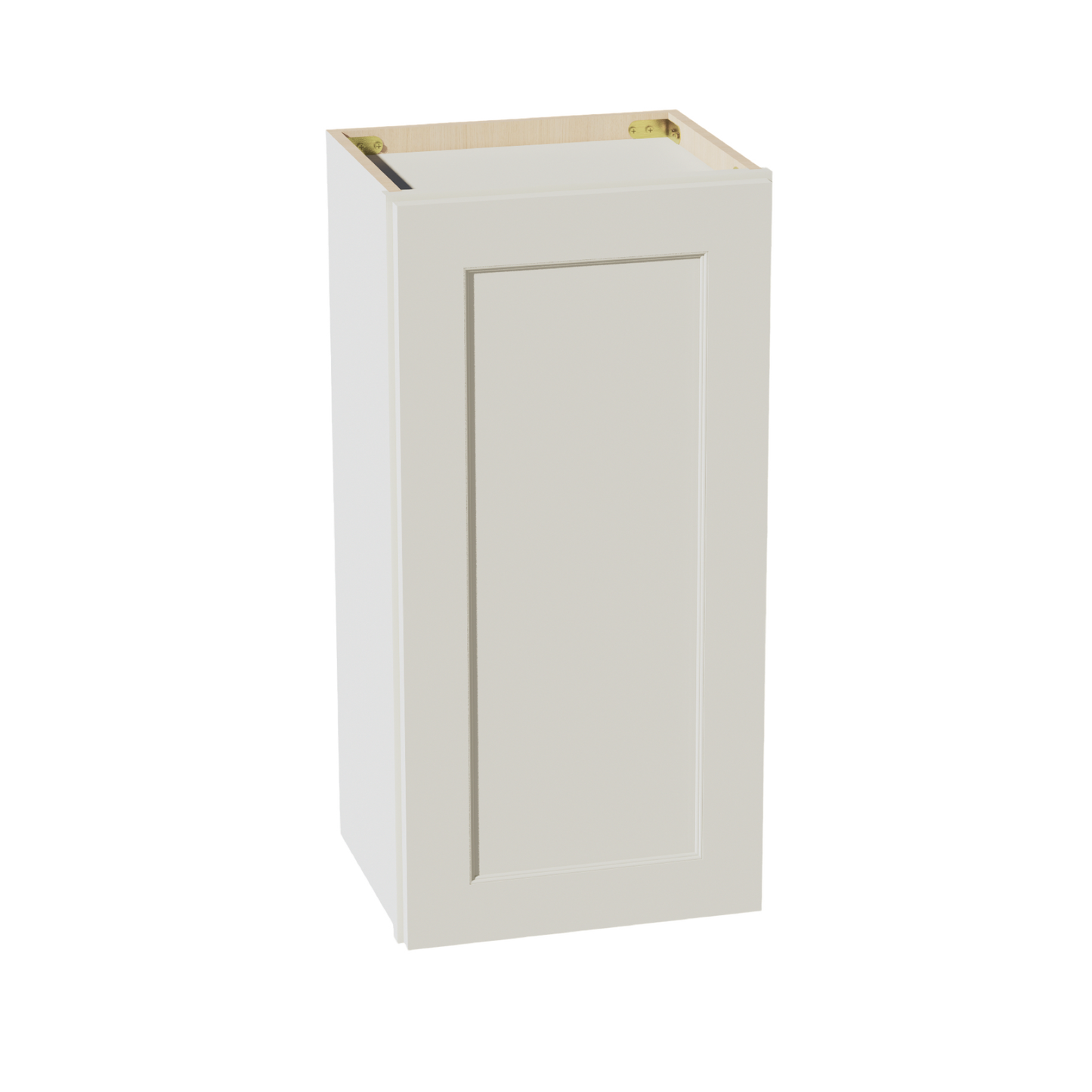 TW-W1530: Creamy White Shaker 15"W x 30"H 1 Door & 2 Shelves Standard Wall Cabinet