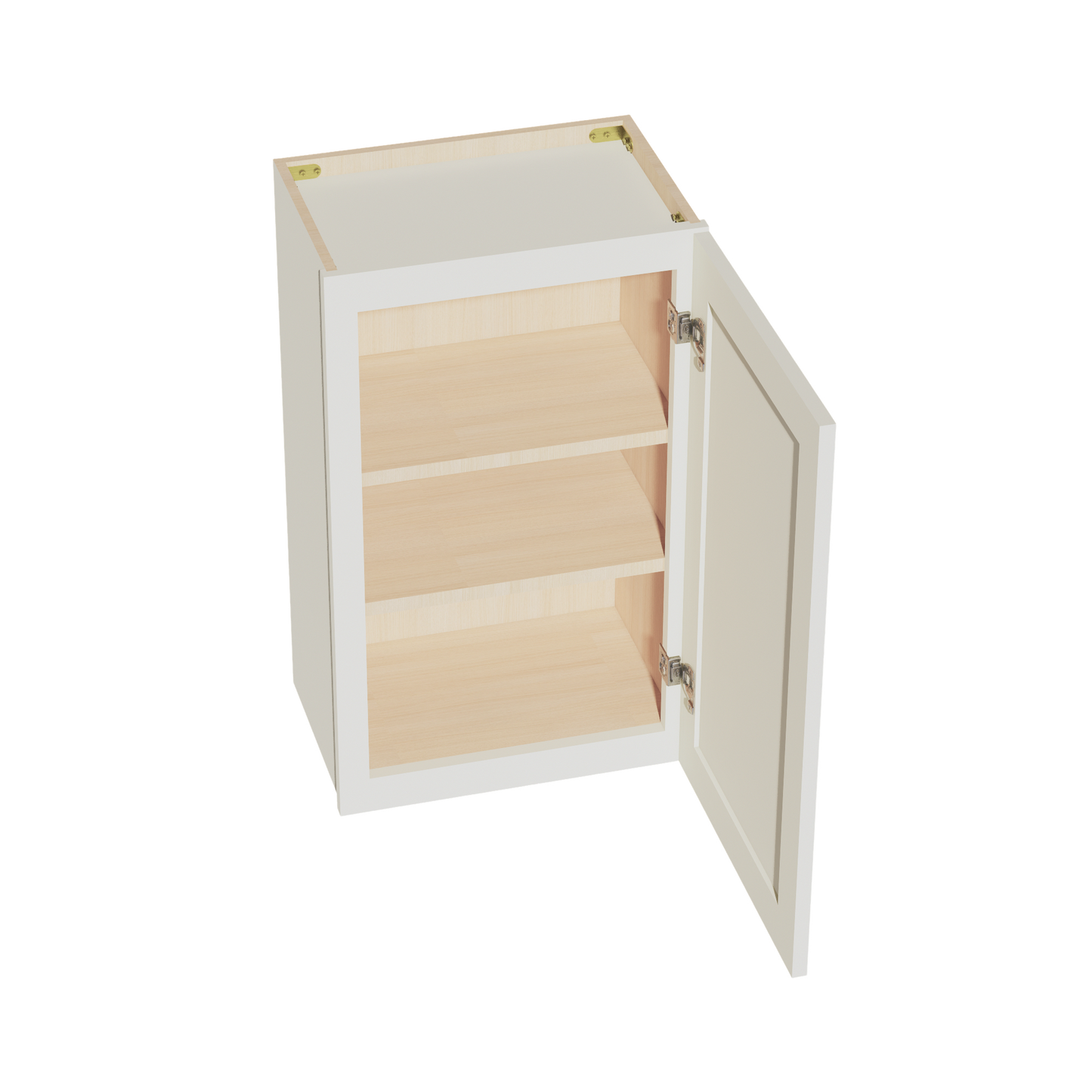 TW-W1830: Creamy White Shaker 18"W x 30"H 1 Door & 2 Shelves Standard Wall Cabinet