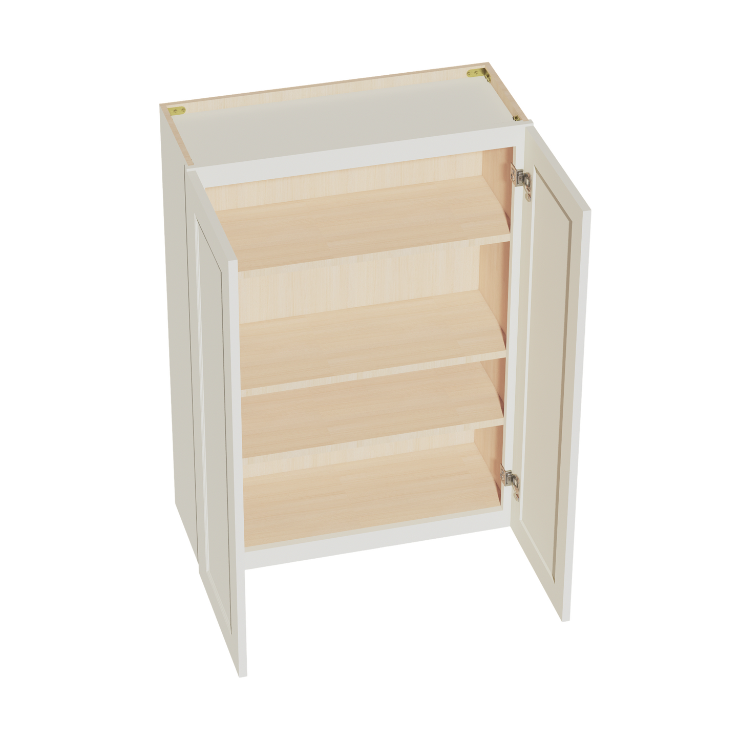 TW-W3042: Creamy White Shaker 30"W x 42"H 2 Doors & 3 Shelves Standard Wall Cabinet