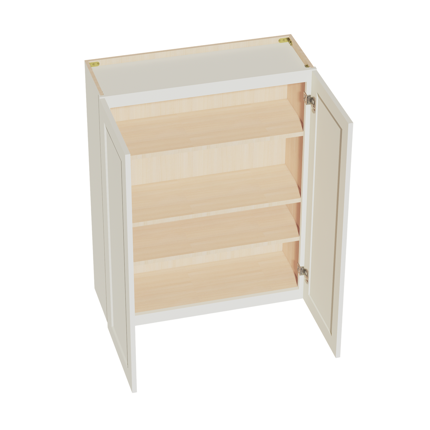 TW-W3342: Creamy White Shaker 33"W x 42"H 2 Doors & 3 Shelves Standard Wall Cabinet