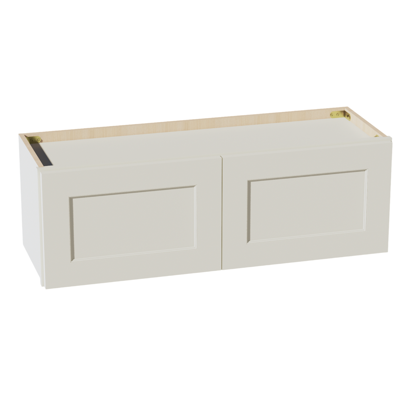 TW-W3612: Creamy White Shaker 36"W x 12"H 2 Doors Standard Wall Bridge Cabinet