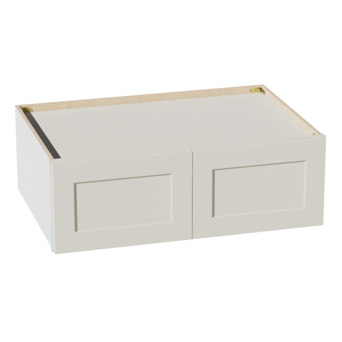 TW-W361224: Creamy White Shaker 36"W x 12"H x 24"D 2 Doors Standard Bridge Wall Cabinet