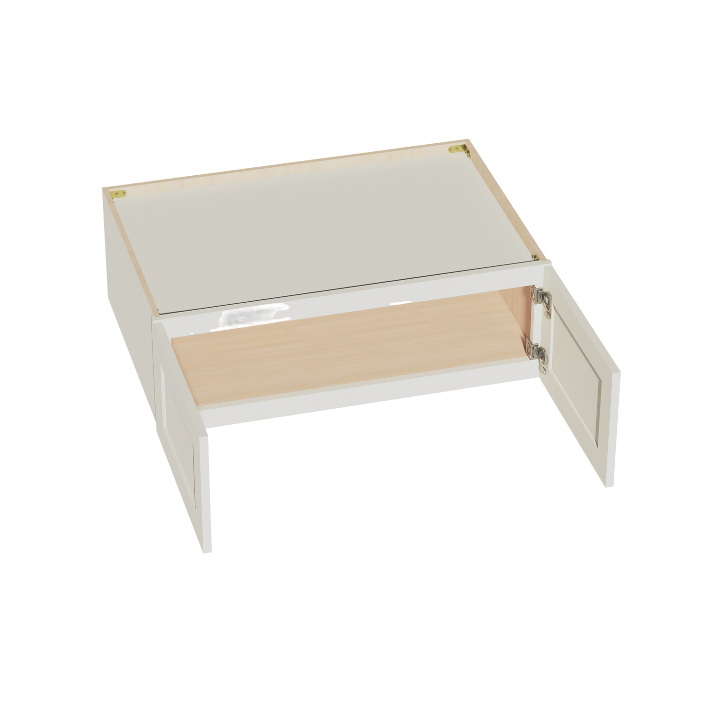 TW-W361224: Creamy White Shaker 36"W x 12"H x 24"D 2 Doors Standard Bridge Wall Cabinet