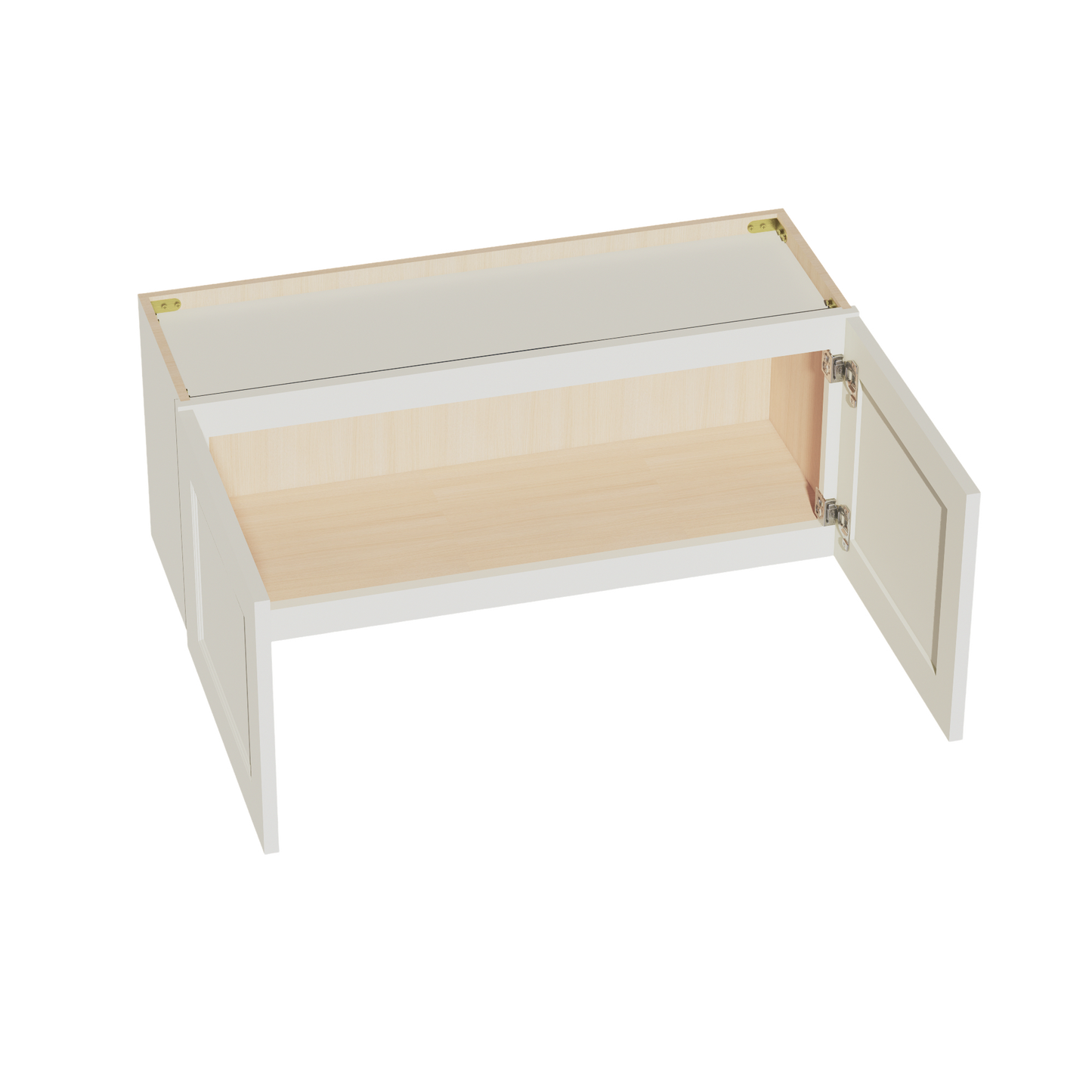 TW-W3615: Creamy White Shaker 36"W x 15"H 2 Doors Standard Wall Bridge Cabinet