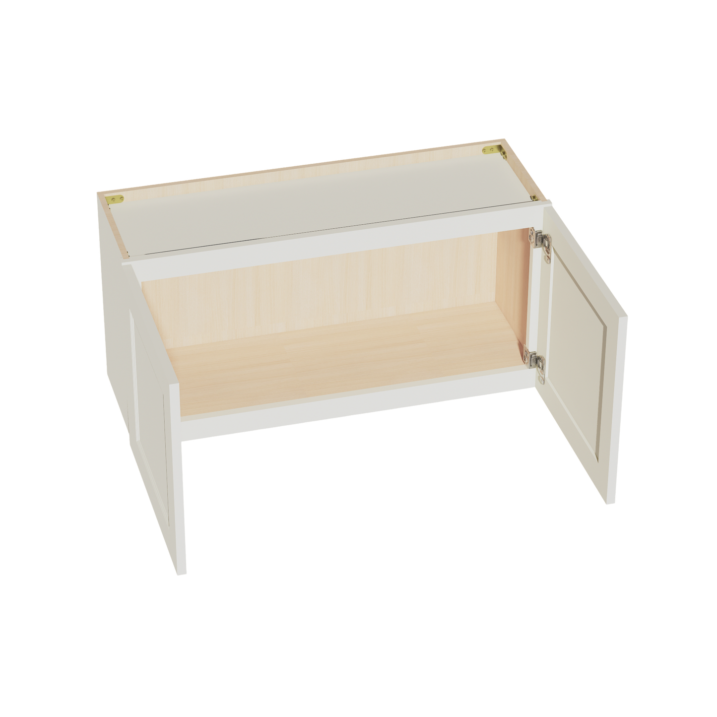 TW-W3618: Creamy White Shaker 36"W x 18"H 2 Doors Standard Wall Bridge Cabinet