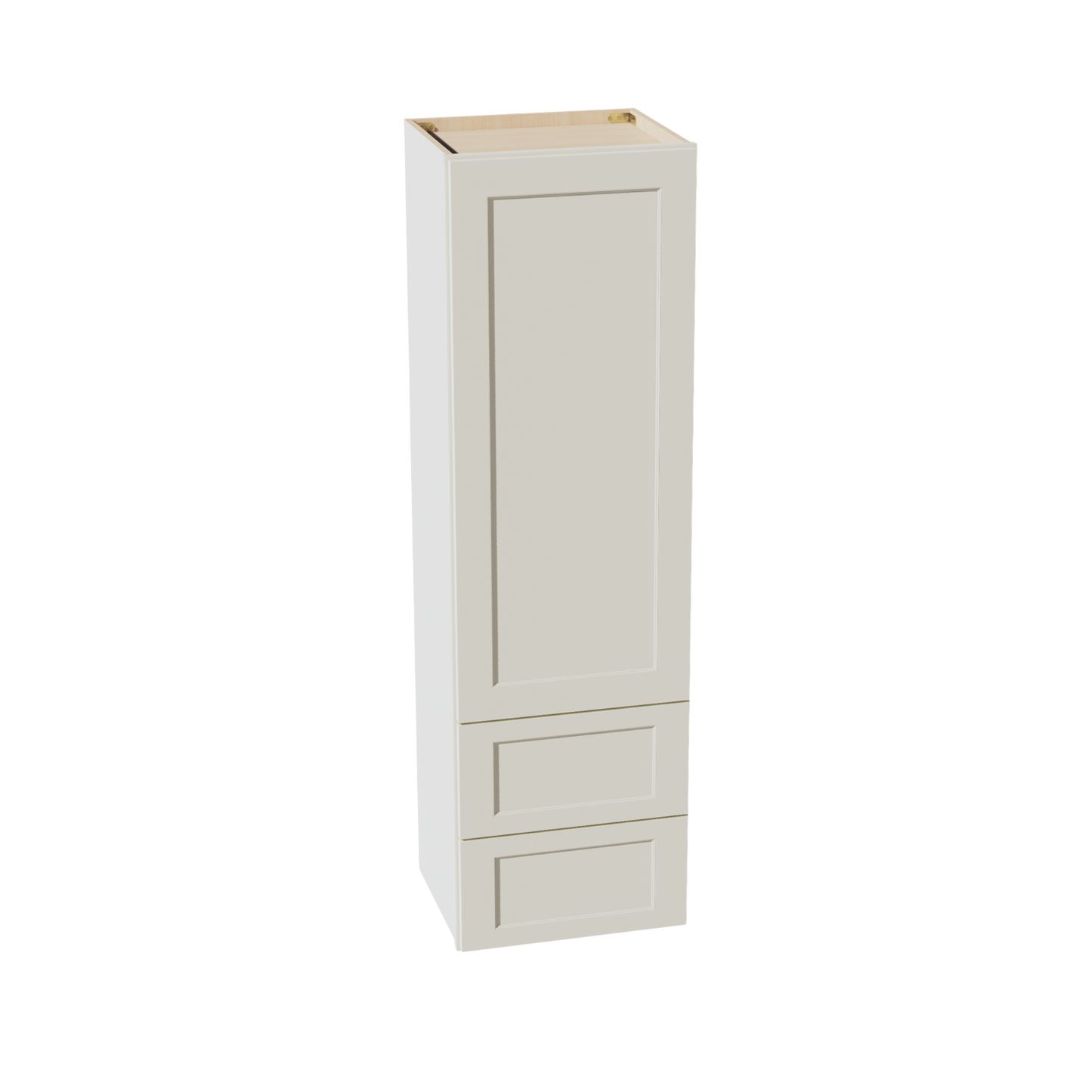 TW-WD1860: Creamy White Shaker 18"W x 60"H 1 Door & 2 Drawers Special Wall Cabinet