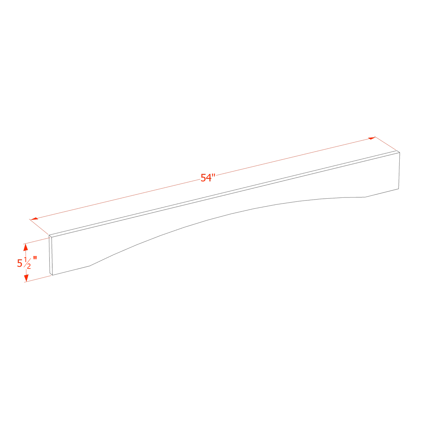 SF-VAR54: Frost White Slim Shaker 54"W x 5-1/2"H x 3/4"D Arched Valance