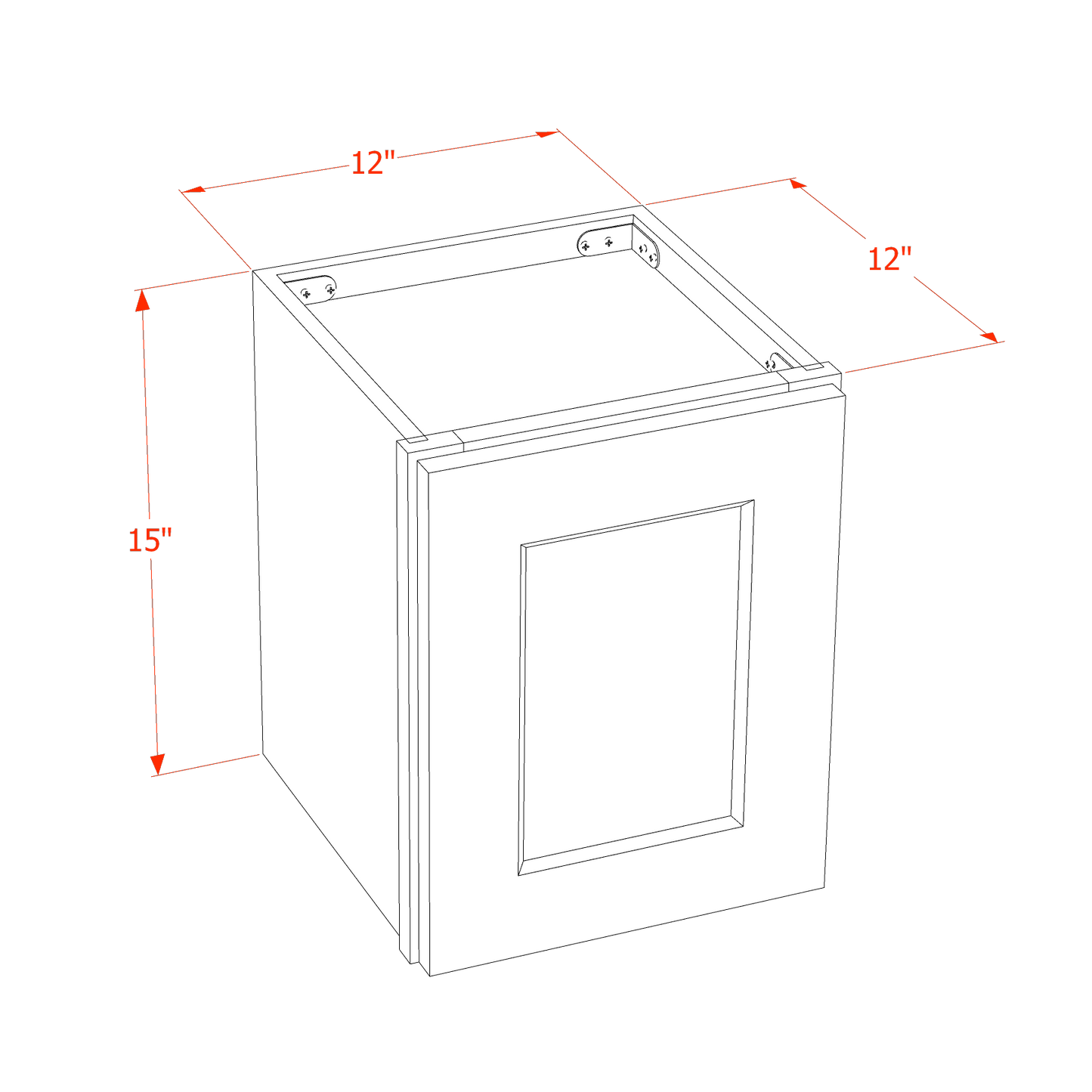 TW-W1215: Creamy White Shaker 12"W x 15"H 1 Door Standard Wall Bridge Cabinet