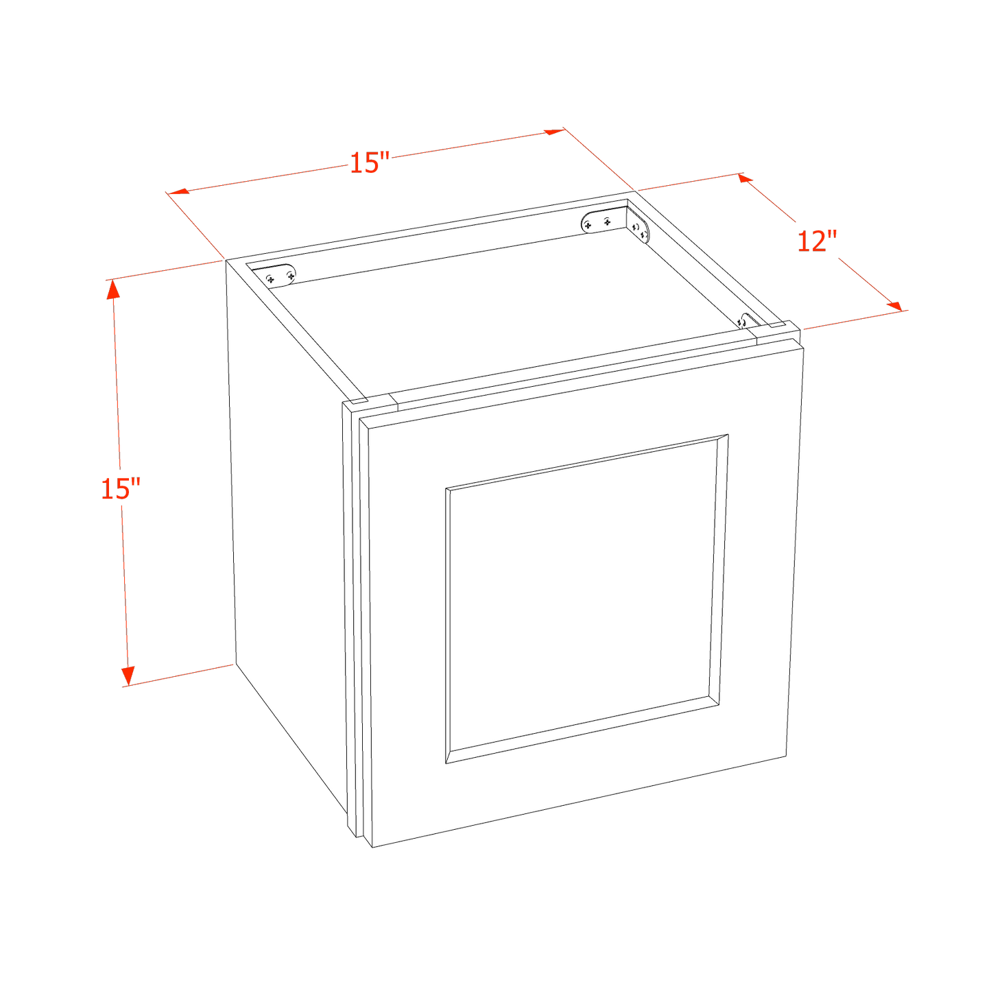 TW-W1515: Creamy White Shaker 15"W x 15"H 1 Door Standard Wall Bridge Cabinet