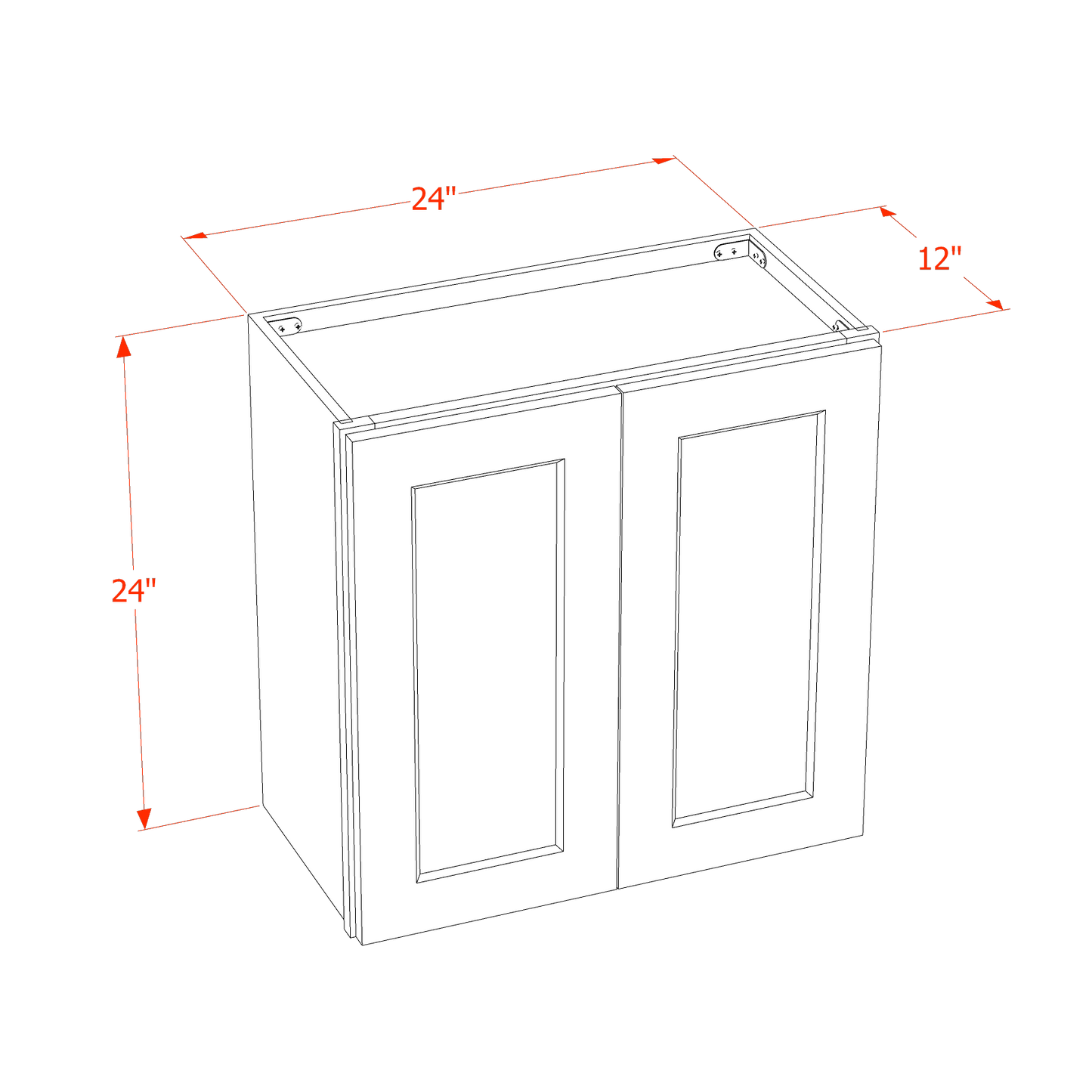 HT-W2424: Timber Wood Shaker 24"W x 24"H 2 Doors Standard Wall Bridge Cabinet