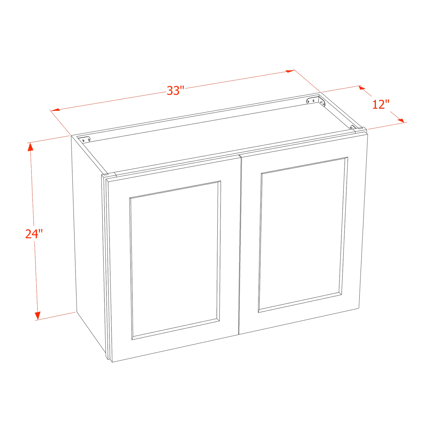 HT-W3324: Timber Wood Shaker 33"W x 24"H 2 Doors Standard Wall Bridge Cabinet