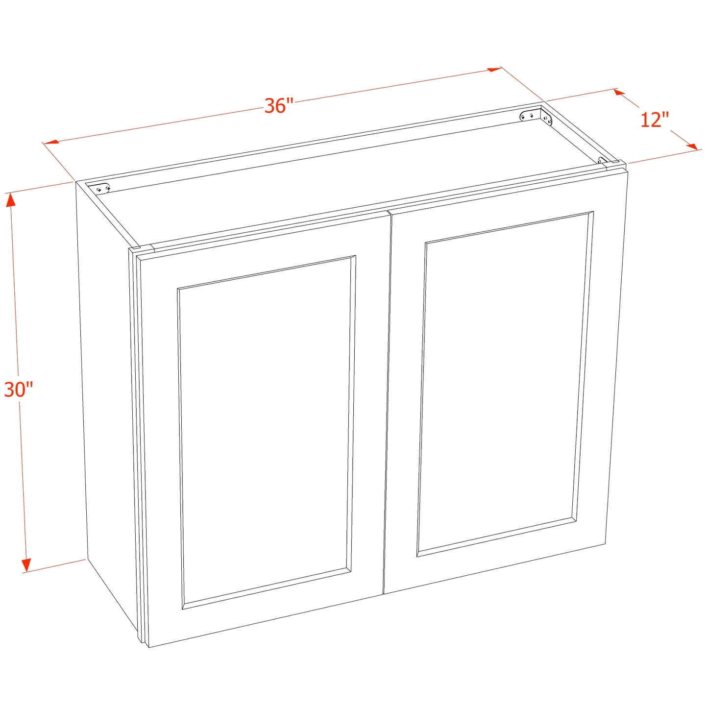 SM-W3630: Mocha Brown Slim Shaker 36"W x 30"H 2 Doors & 2 Shelves Standard Wall Cabinet