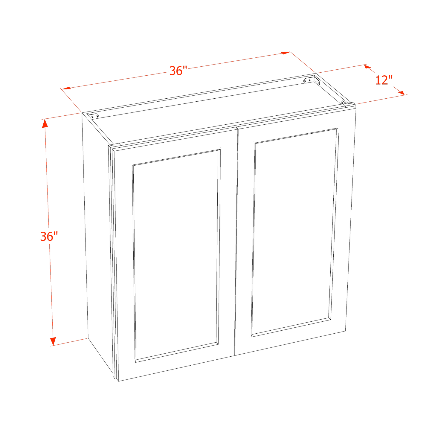 SM-W3636: Mocha Brown Slim Shaker 36"W x 36"H 2 Doors & 2 Shelves Standard Wall Cabinet