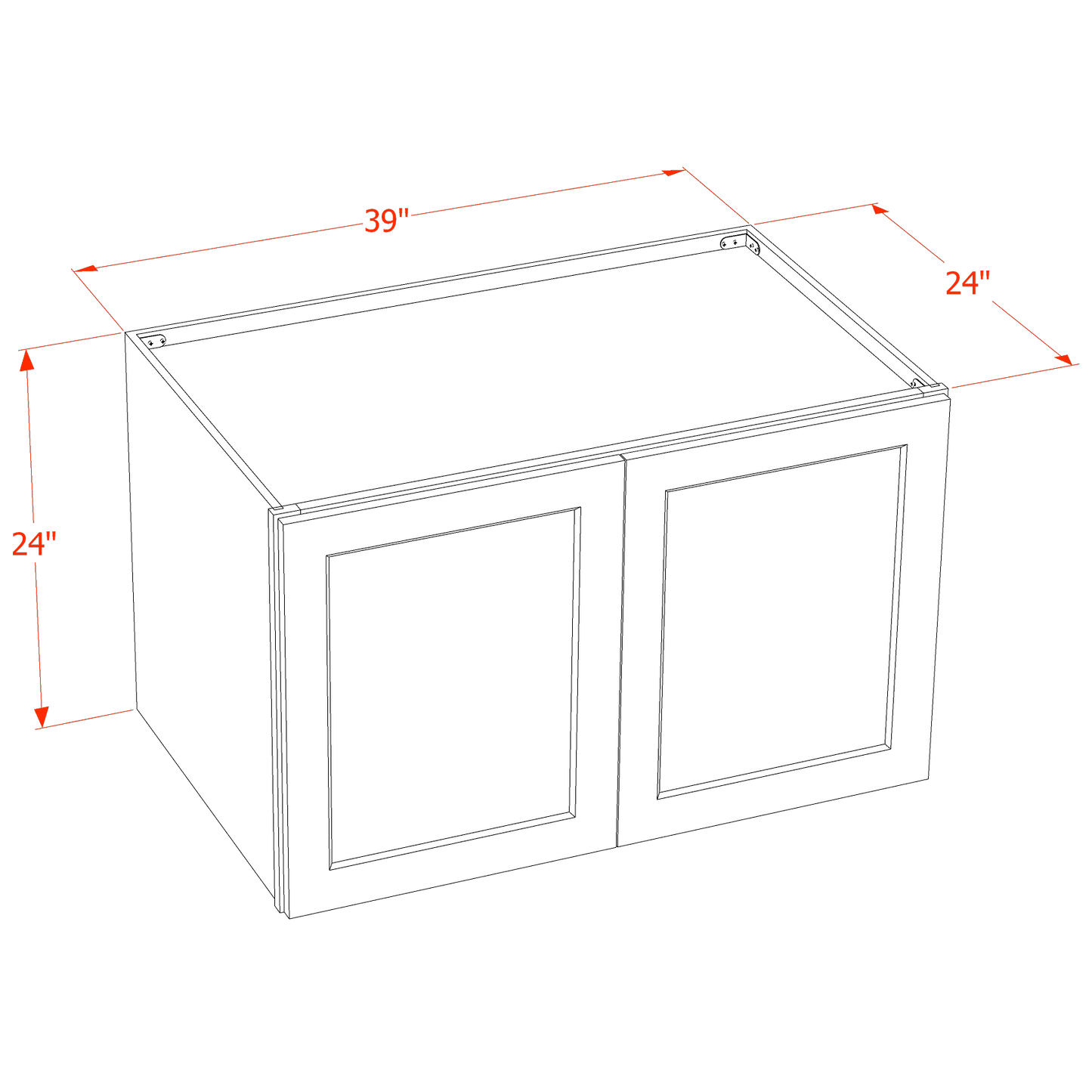 TW-W392424: Creamy White Shaker 39"W x 24"H x 24"D 2 Doors & 1 Shelf Standard Bridge Wall Cabinet