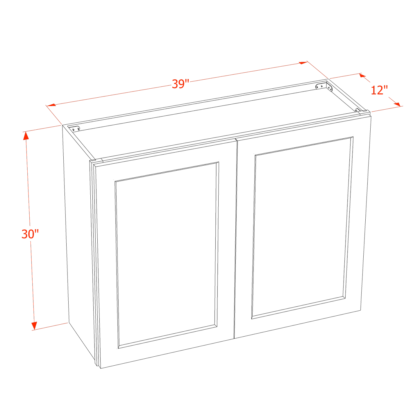 SM-W3930: Mocha Brown Slim Shaker 39"W x 30"H 2 Doors & 2 Shelves Standard Wall Cabinet