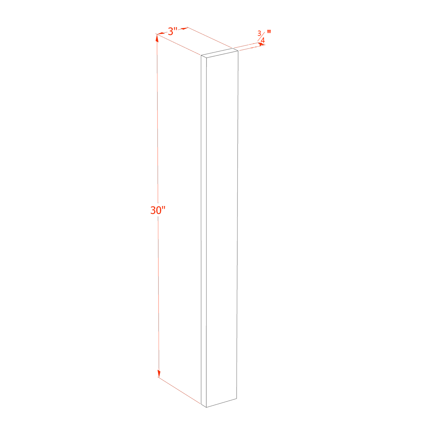 SM-WF330: Mocha Brown Slim Shaker 03"W x 30"H Wall Cabinet Filler