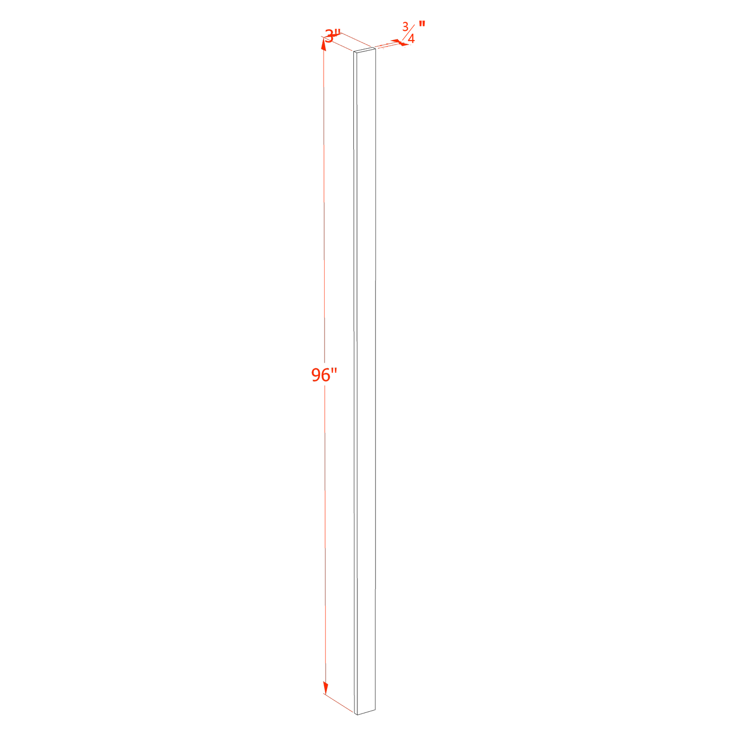 HT-WF396: Timber Wood Shaker 03"W x 96"H Wall Cabinet Filler
