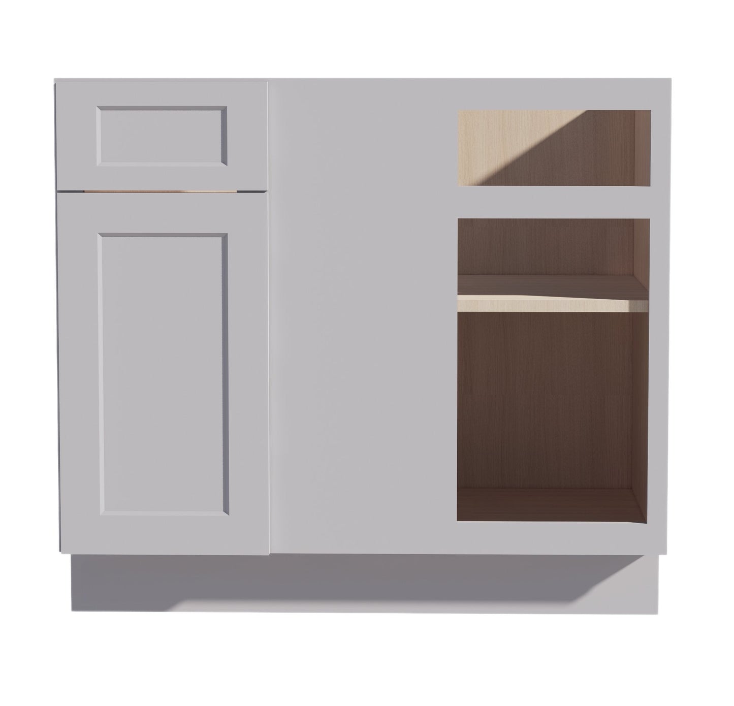 HA-BBC39/42: Ash Gray Shaker 39" 1 Door & 1 Drawer Blind Corner Base Cabinets