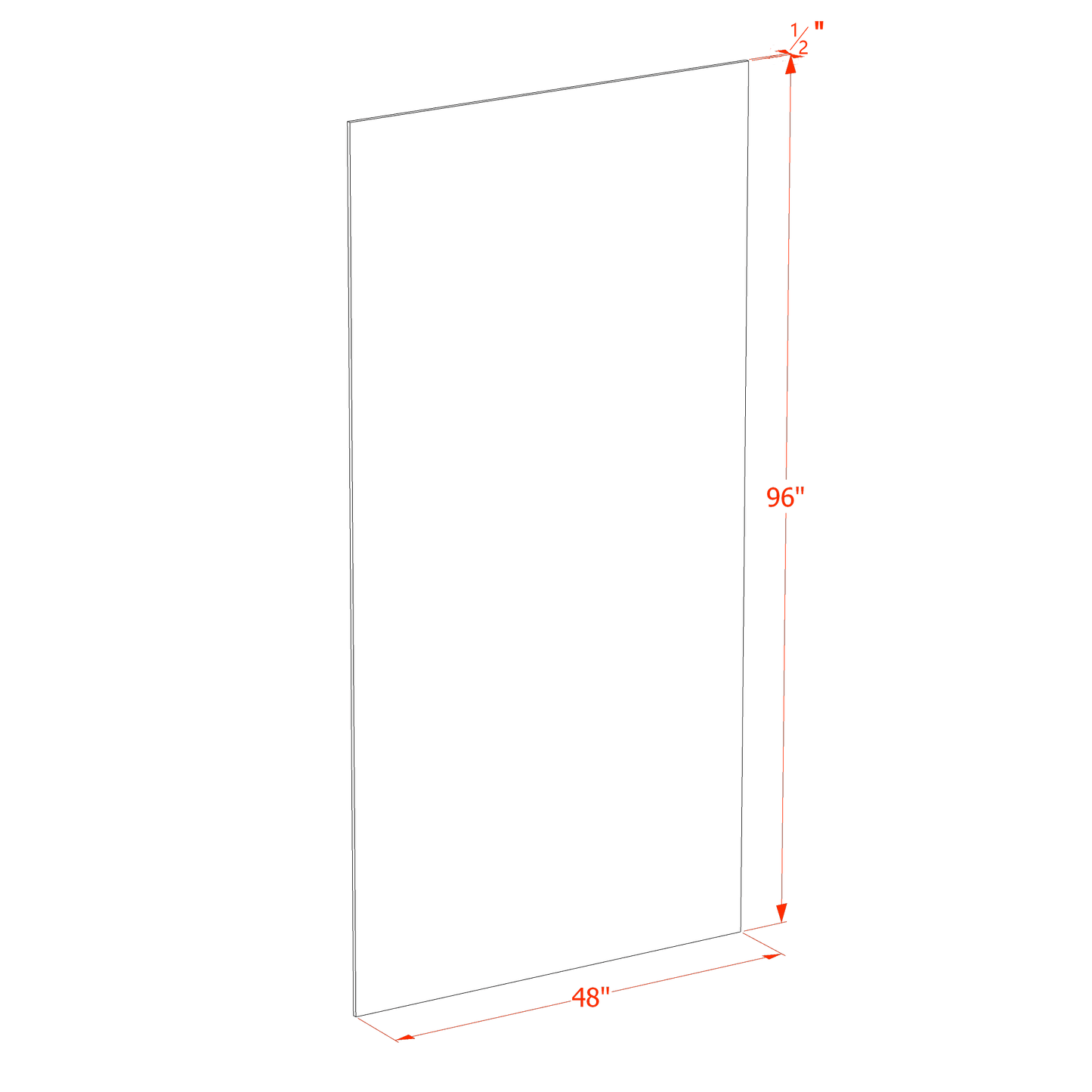 HA-BP4896-1/2: Ash Gray Shaker 48"W x 96"H x 1/2"D Base End Skin Panel