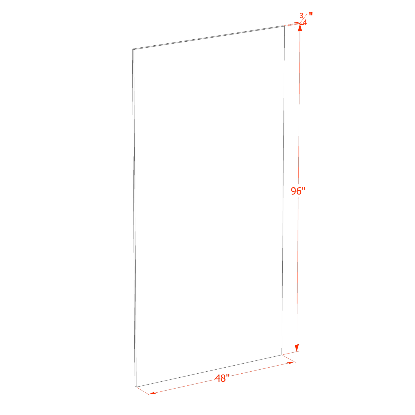 HA-BP4896-3/4: Ash Gray Shaker 48"W x 96"H x 3/4"D Base End Skin Panel