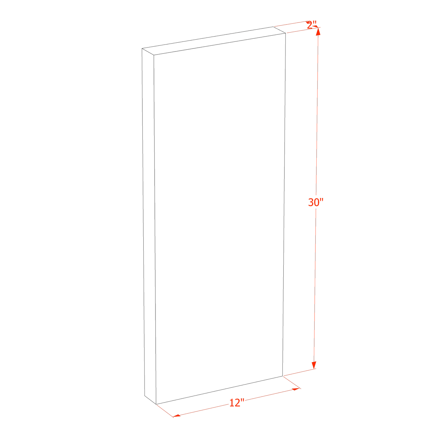HA-FLS30: Ash Gray Shaker 30"W x 2"H x 12"D Flat Shelf