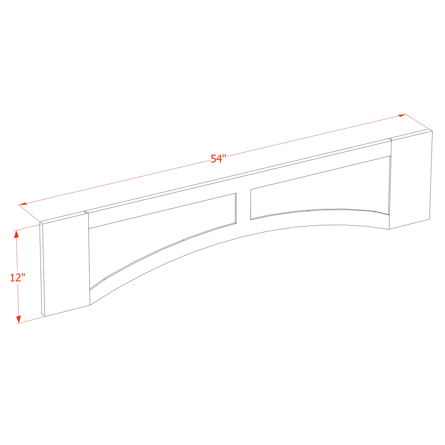 HA-VARP54: Ash Gray Shaker 54"W x 12"H x 3/4"D Arched Valance with Raised Panel