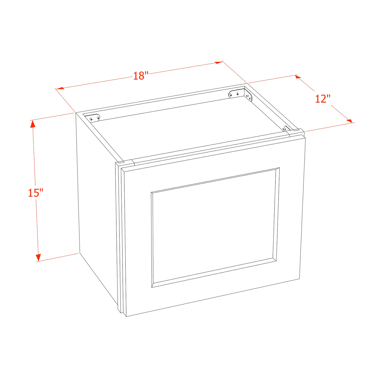 HA-W1815: Ash Gray Shaker 18"W x 15"H 1 Door Standard Wall Bridge Cabinet