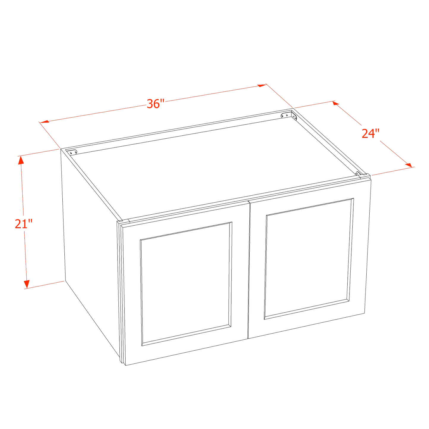 HA-W362124: Ash Gray Shaker 36"W x 21"H x 24"D 2 Doors & 1 Shelf Standard Bridge Wall Cabinet