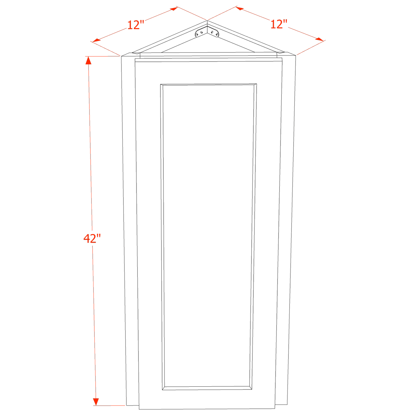HA-WAE1242: Ash Gray Shaker 12"W x 42"H x 12"D 1 Door & 3 Shelves Wall Angle End Cabinet