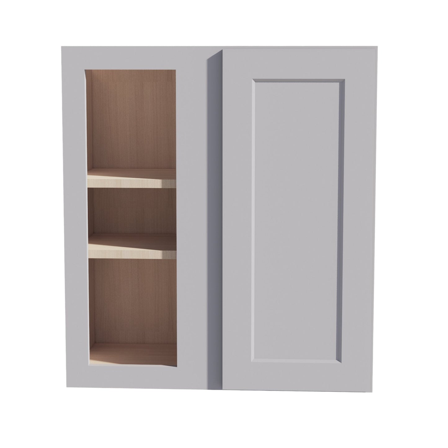 HA-WBC2730: Ash Gray Shaker 27"W x 30"H 1 Door & 2 Shelves Wall Blind Corner Cabinets