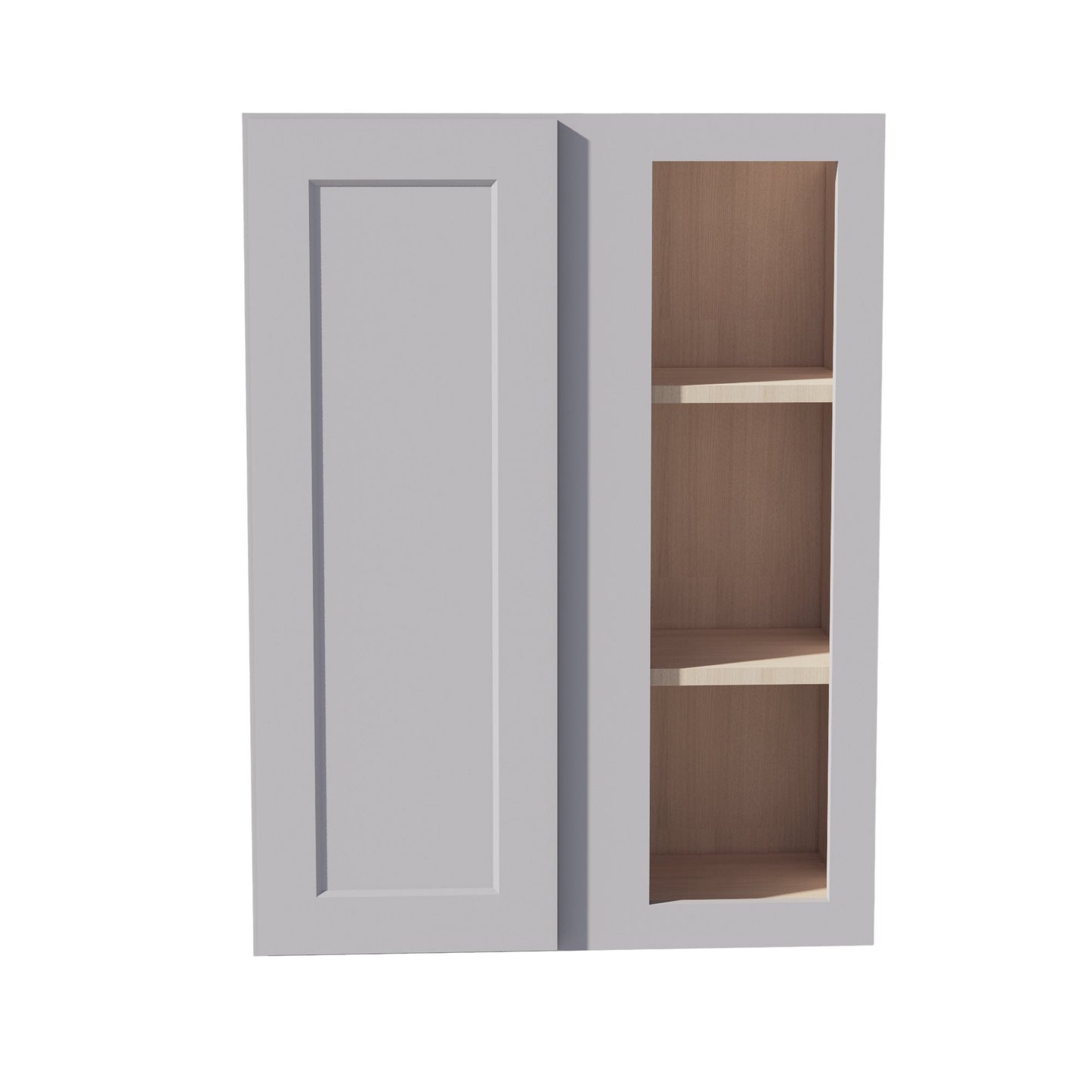 HA-WBC2736: Ash Gray Shaker 27"W x 36"H 1 Door & 2 Shelves Wall Blind Corner Cabinets