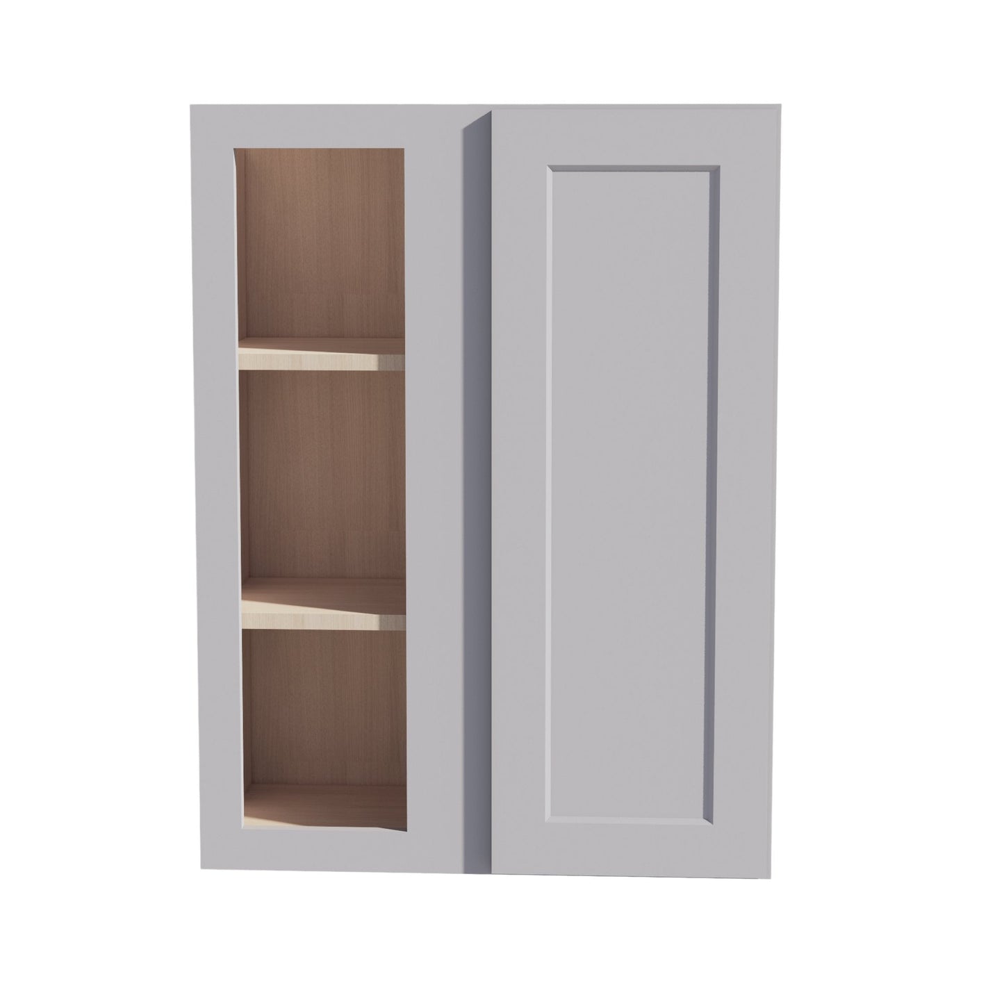 HA-WBC2736: Ash Gray Shaker 27"W x 36"H 1 Door & 2 Shelves Wall Blind Corner Cabinets