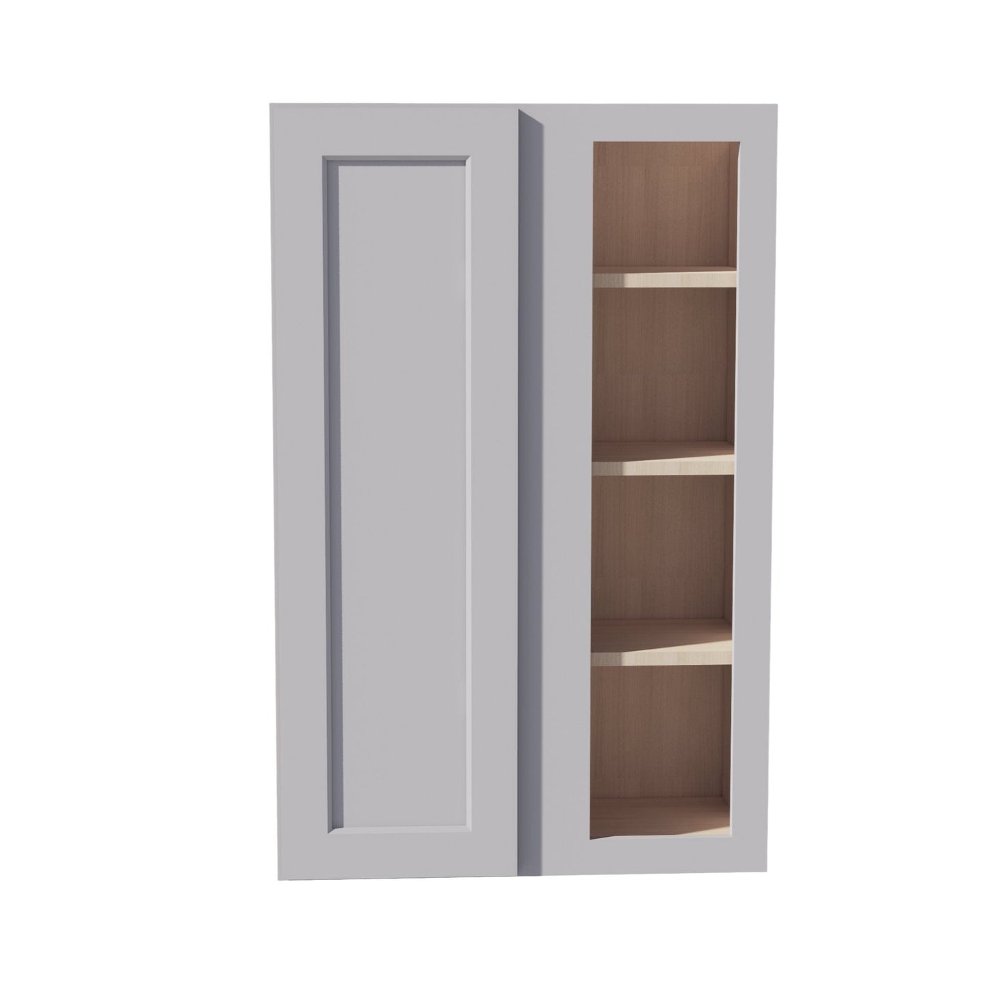 HA-WBC2742: Ash Gray Shaker 27"W x 42"H 1 Door & 2 Shelves Wall Blind Corner Cabinets