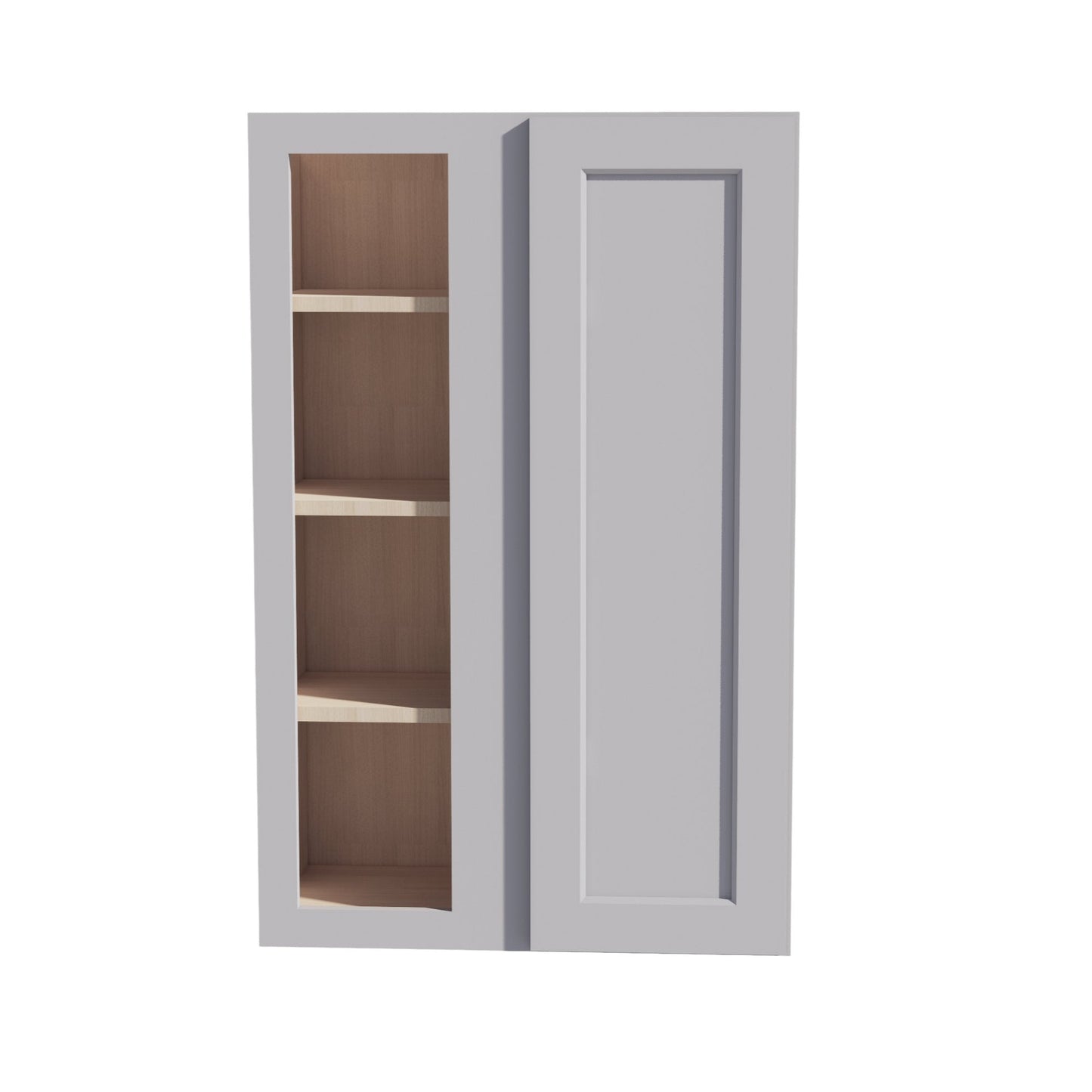 HA-WBC2742: Ash Gray Shaker 27"W x 42"H 1 Door & 2 Shelves Wall Blind Corner Cabinets