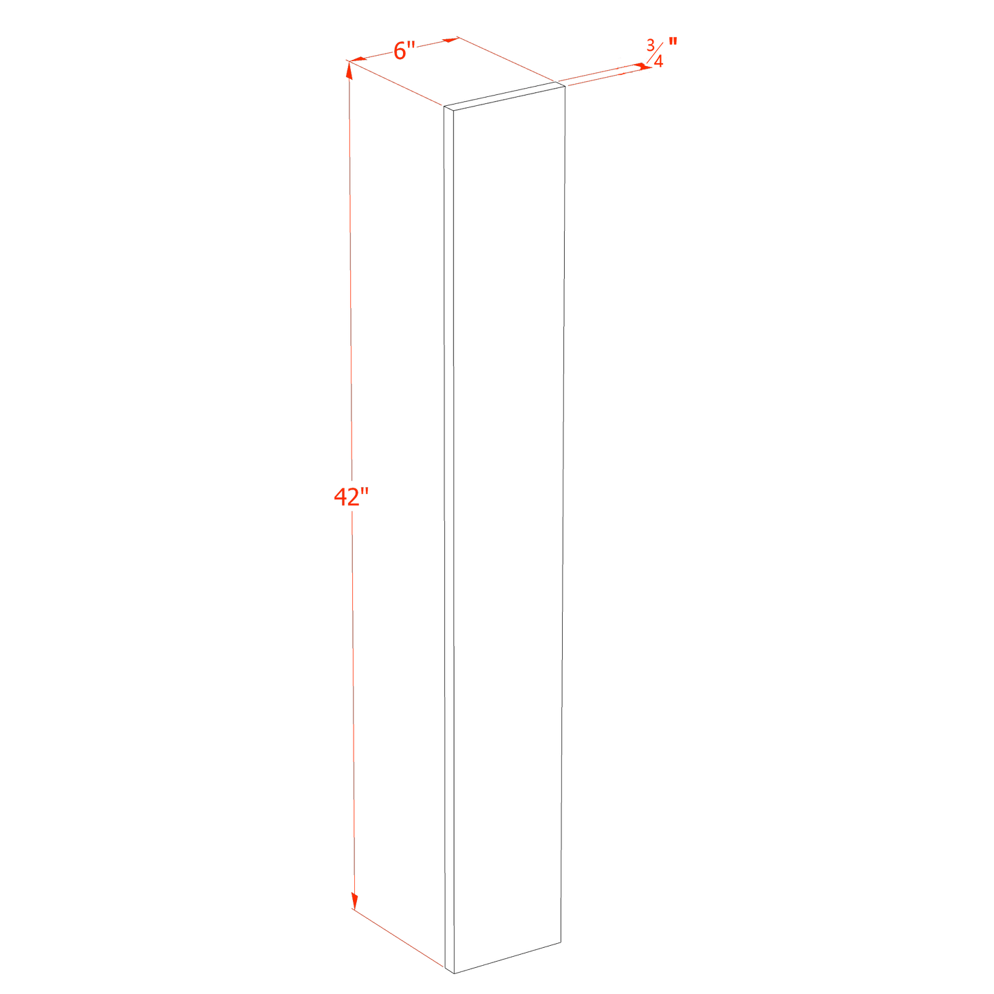 HA-WF642: Ash Gray Shaker 06"W x 42"H Wall Cabinet Filler