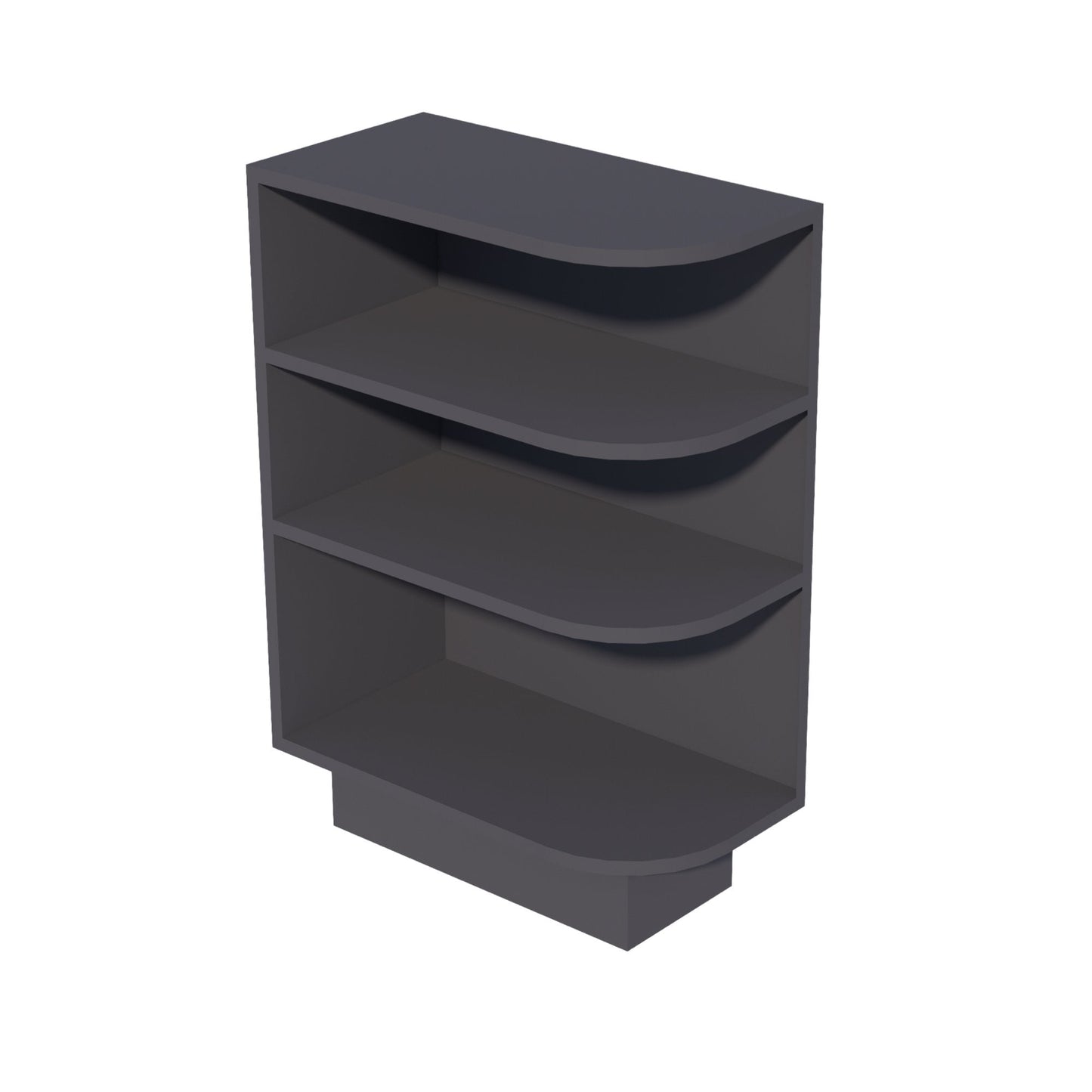 HE-BES12L: Ebony Black Shaker 12" 4 Shelves End Shelf Corner Base Cabinets (Left Open)